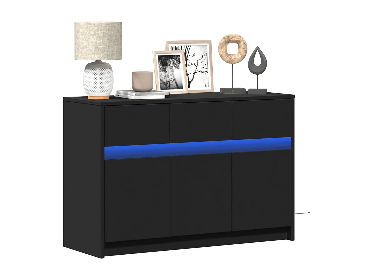 Tv-meubel | Tv-Bank | TV-kastmet LED 91x34x61 cm bewerkt hout zwart