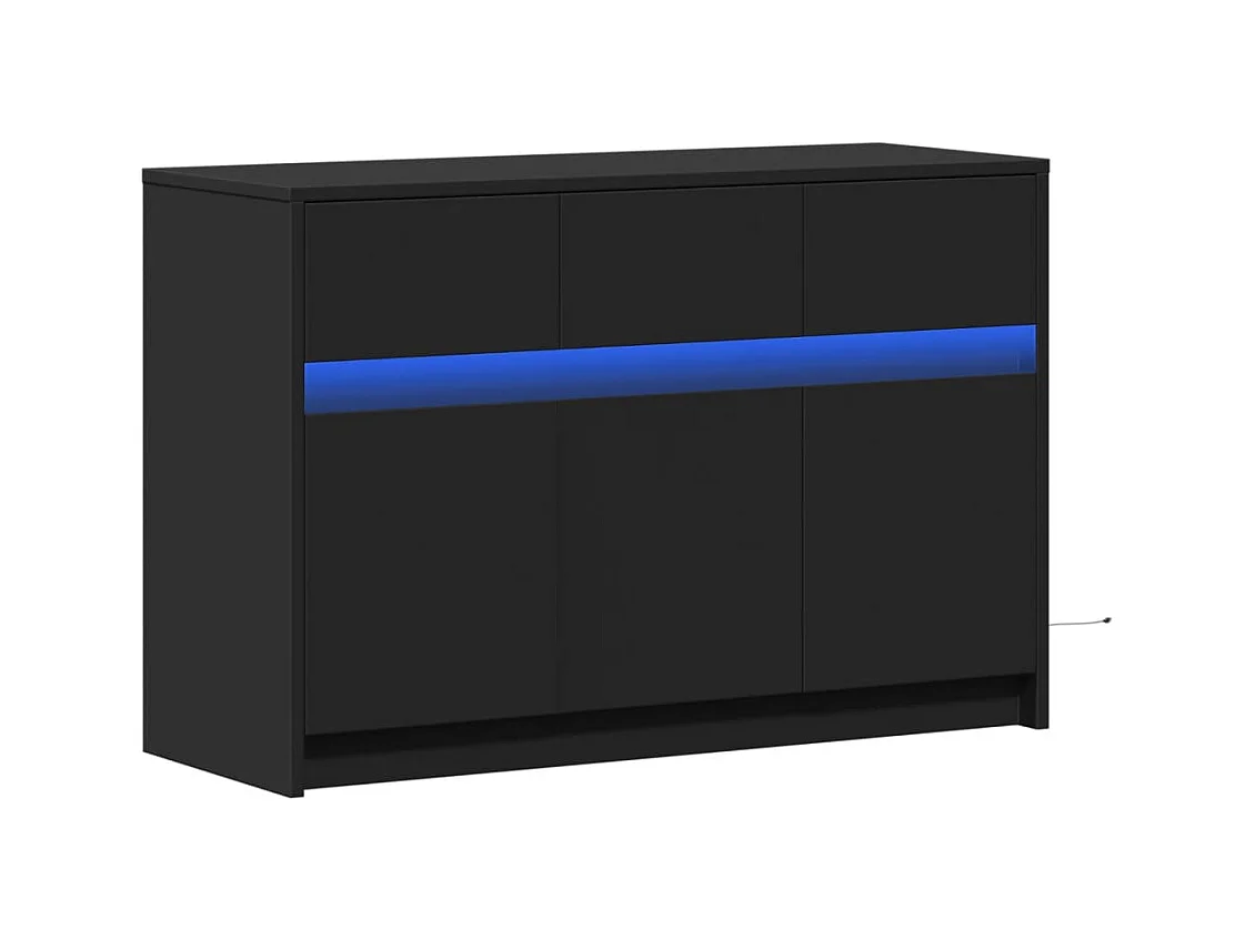 Tv-meubel | Tv-Bank | TV-kastmet LED 91x34x61 cm bewerkt hout zwart