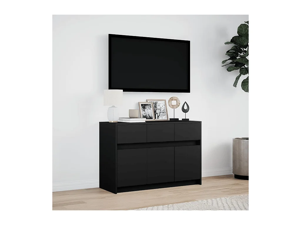 Tv-meubel | Tv-Bank | TV-kastmet LED 91x34x61 cm bewerkt hout zwart