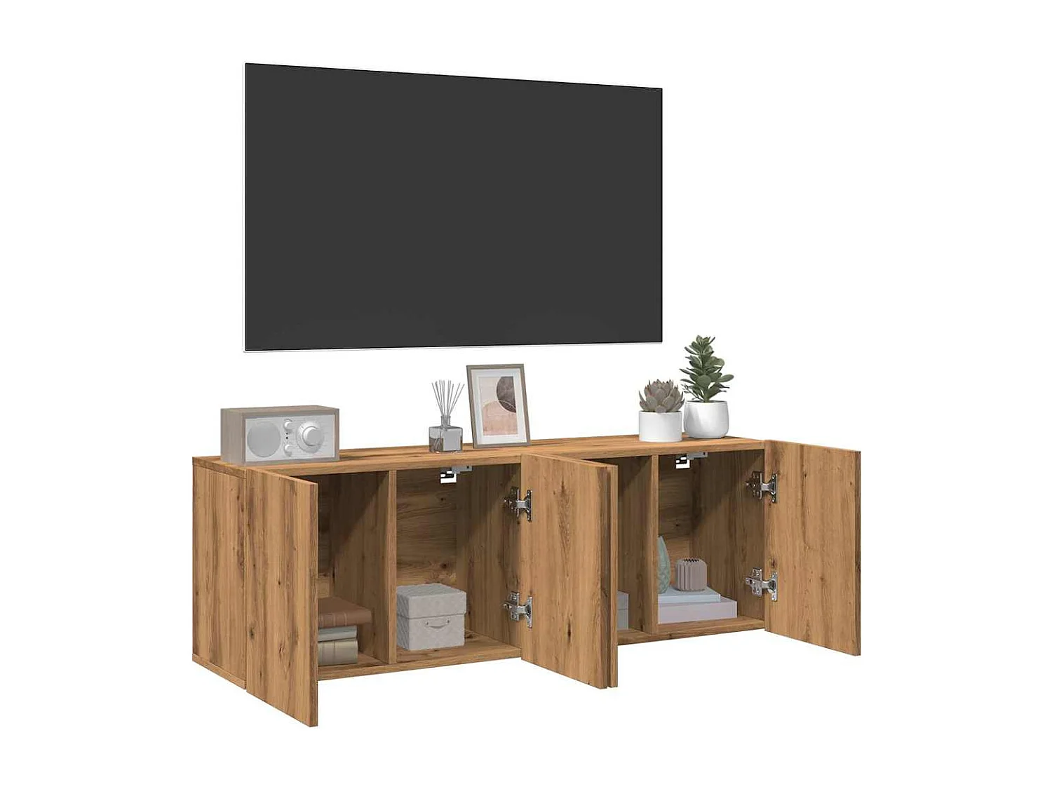 Tv-meubels | Tv-Banken | TV-kasten 2 st wandgemonteerd 60x30x41cm artisanaal eikenkleur