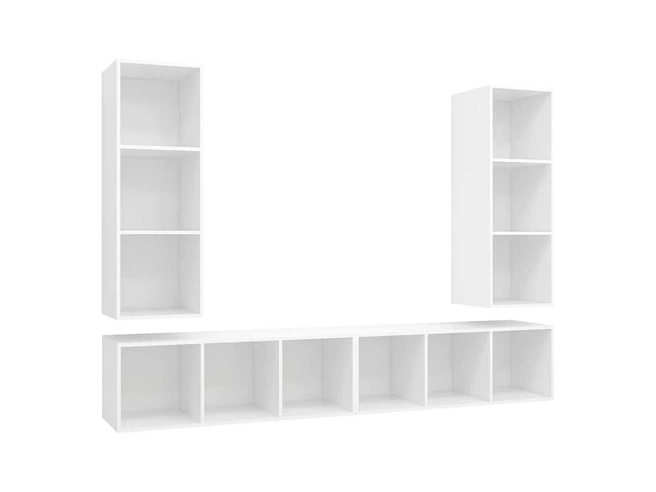 Muebles de salón | Gabinetes de TV |  Muebles de TV de pared 4 piezas madera de ingeniería blanco