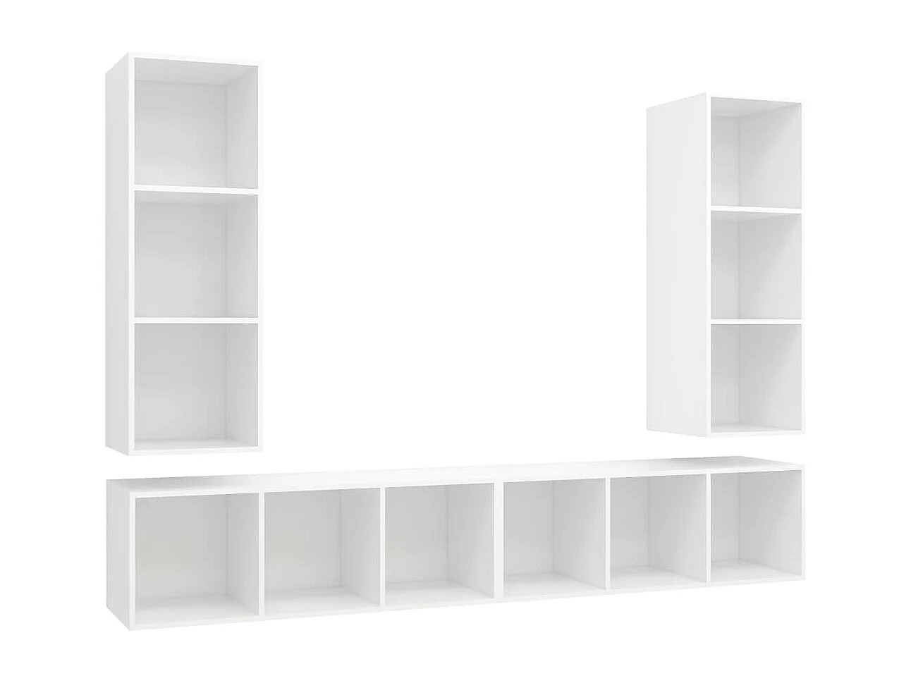 Meubles TV | Bancs TV | Armoires TV muraux 4 pcs Blanc Bois d'ingénierie