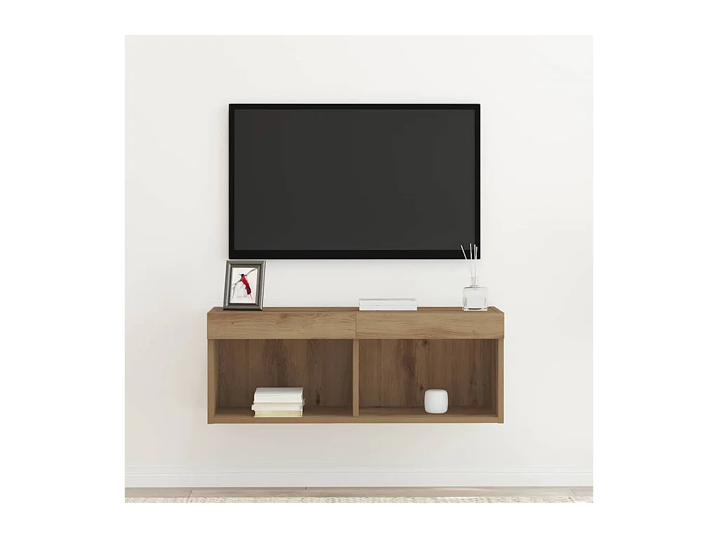 Meuble TV | Banc TV | Armoire TV avec LED Artisan Chêne 80x30x30 cm