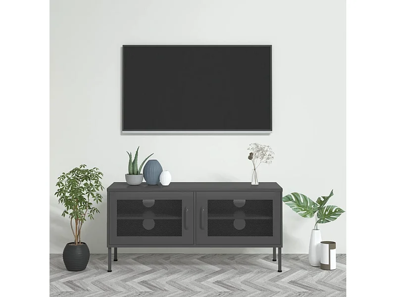 Mueble para TV  | Gabinete de TV |  Mueble de salón de acero gris antracita 105x35x50 cm