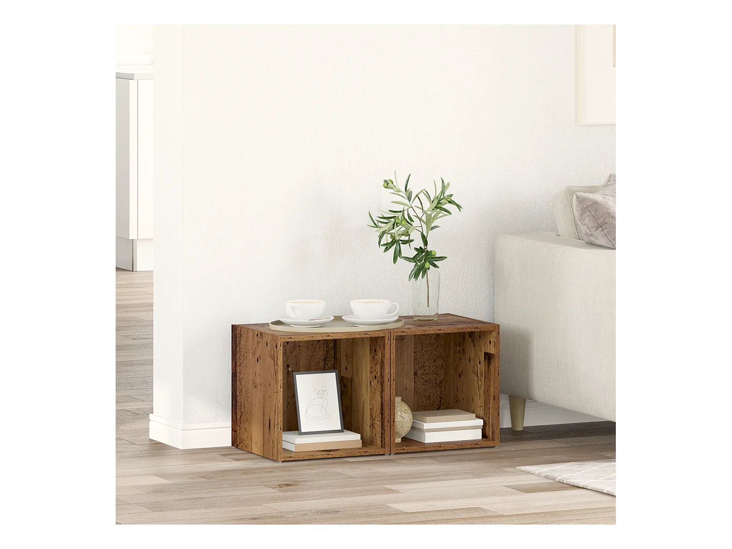 Meuble TV | Banc TV | Armoire TV 2 pcs Marron 37 x 35 x 37 cm Bois d'ingénierie