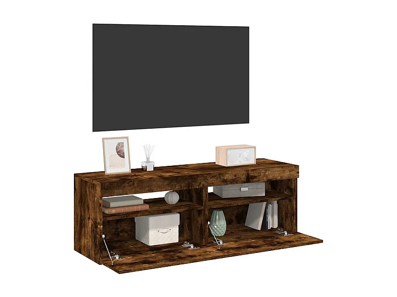 Muebles de TV | Gabinetes de TV |  Muebles de salón con luces LED 2 uds roble ahumado 60x35x40 cm