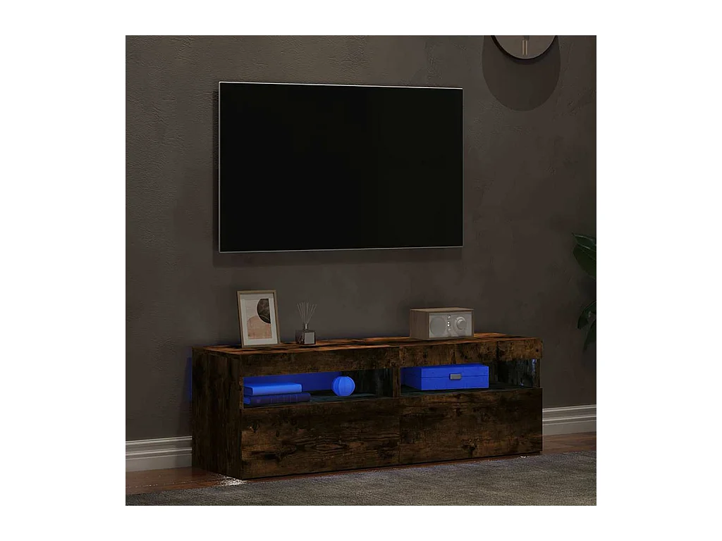 Muebles de TV | Gabinetes de TV |  Muebles de salón con luces LED 2 uds roble ahumado 60x35x40 cm