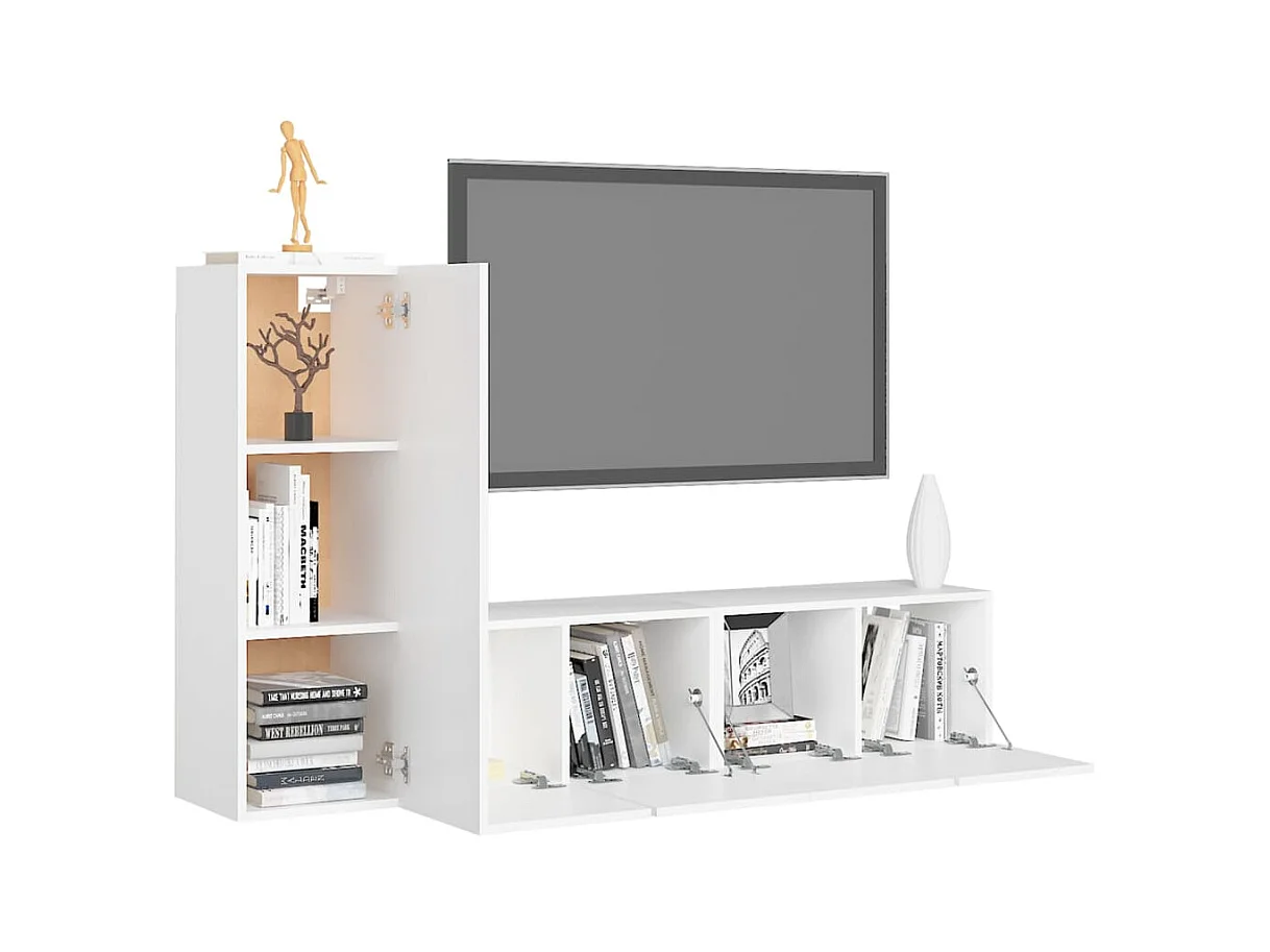 Ensemble de meubles TV | Bancs TV | Armoires TV 3 pcs Blanc Bois d'ingénierie