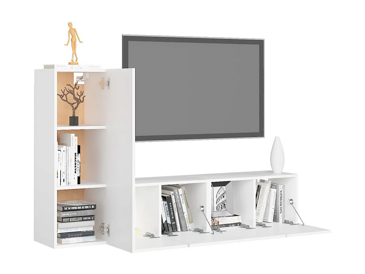 Ensemble de meubles TV | Bancs TV | Armoires TV 3 pcs Blanc Bois d'ingénierie