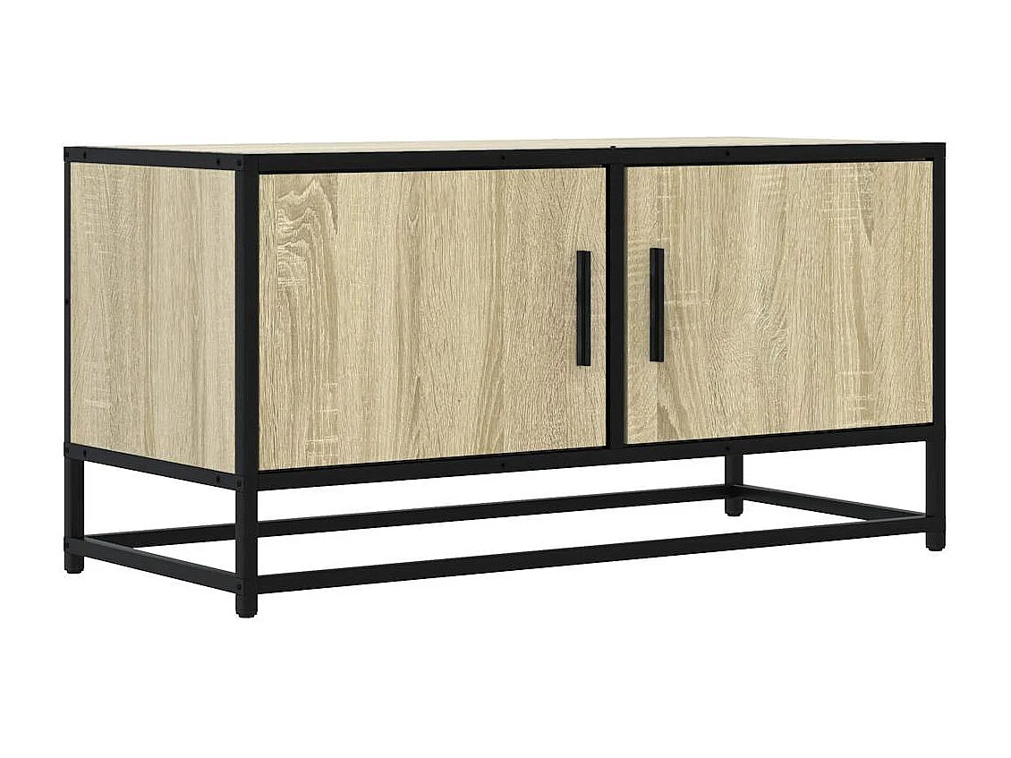 Tv-meubel | Tv-Bank | TV-kast80x34,5x40 cm bewerkt hout metaal sonoma eikenkleurig
