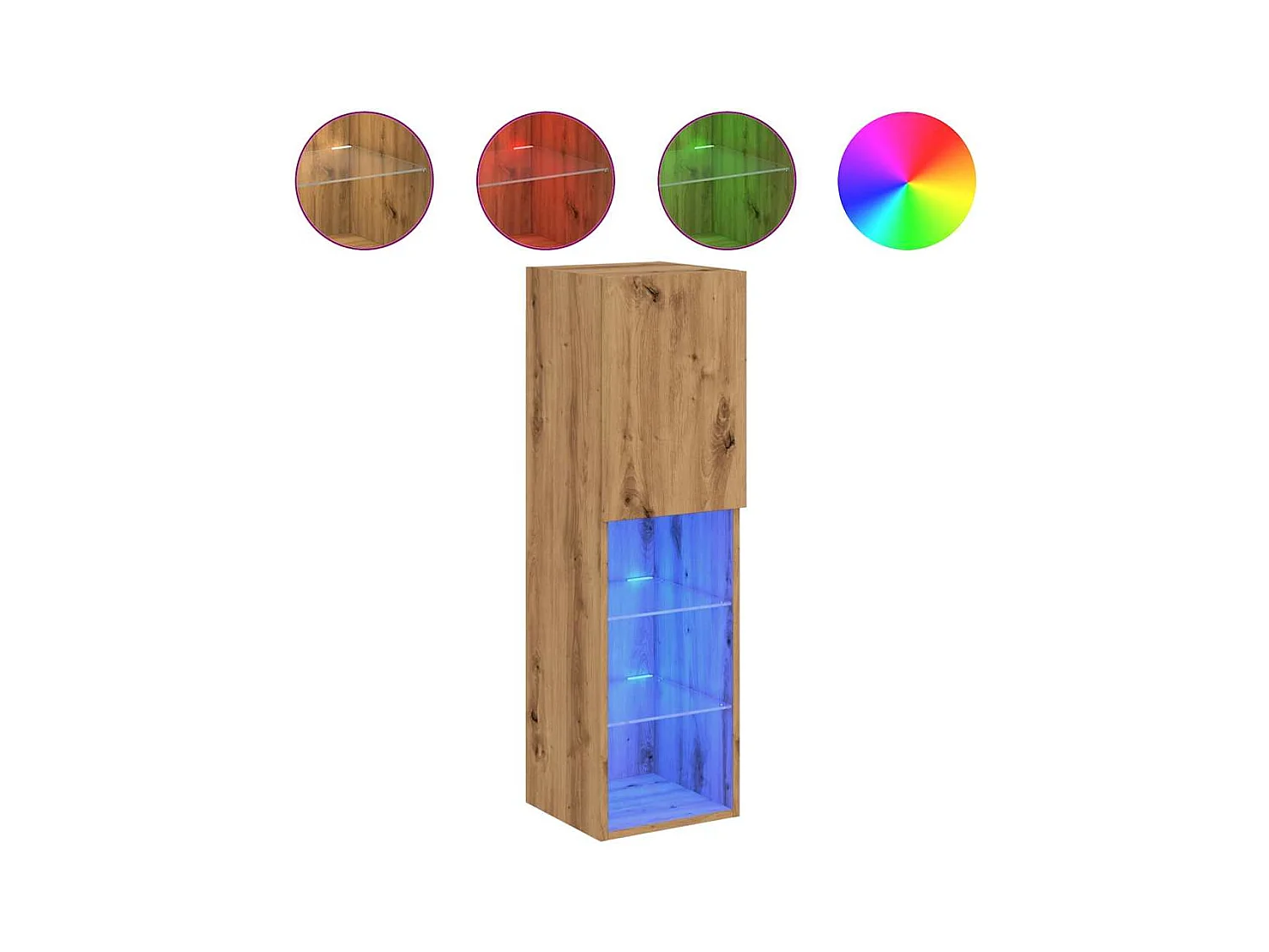 Muebles TV | Gabinetes de TV | Muebles de salón con luces LED 2 uds roble artesanal 30,5x30x102 cm