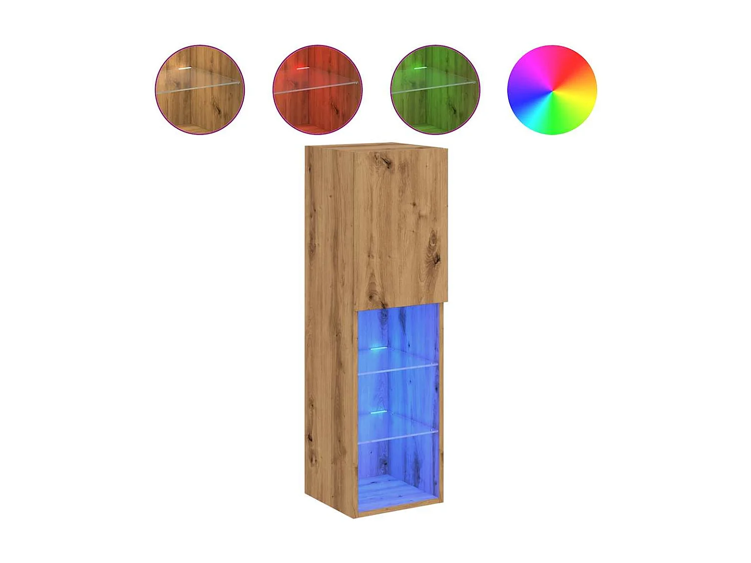 Tv-meubels | Tv-Banken | TV-kasten met LED's 2 st 30,5x30x102 cm artisanaal eiken