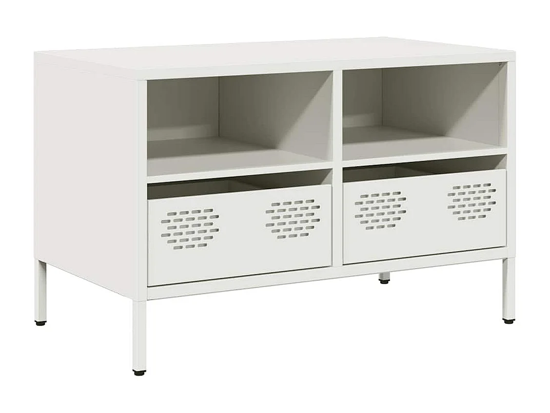 Meuble TV | Banc TV | Armoire TV blanc 68x39x43,5 cm acier laminé à froid