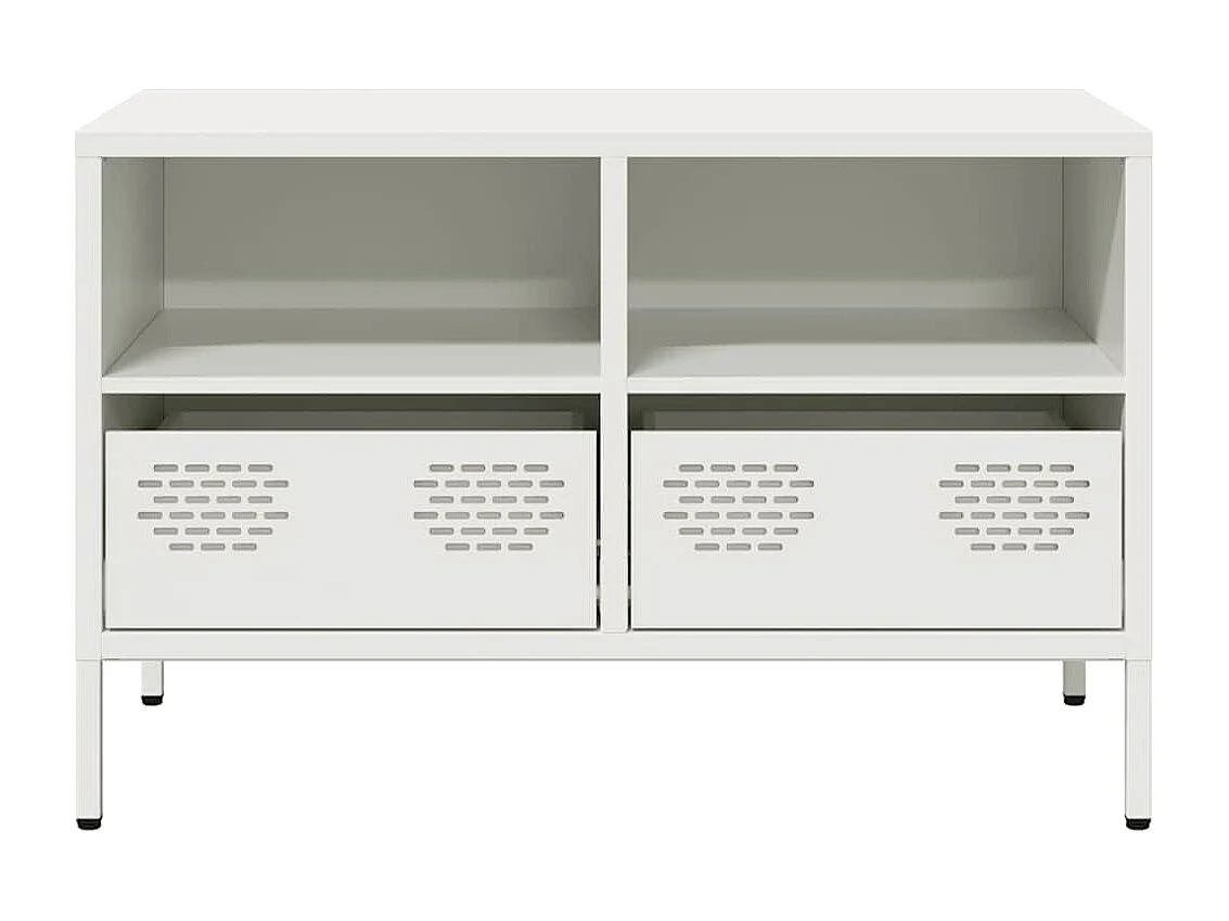 Meuble TV | Banc TV | Armoire TV blanc 68x39x43,5 cm acier laminé à froid