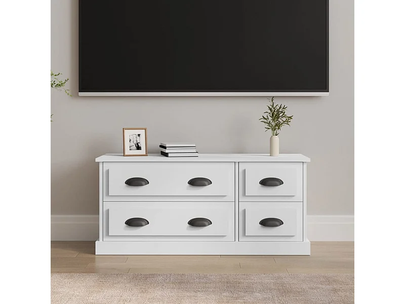 Mueble para TV  | Gabinete de TV |  Mueble de salón madera contrachapada blanco 100x35,5x45 cm