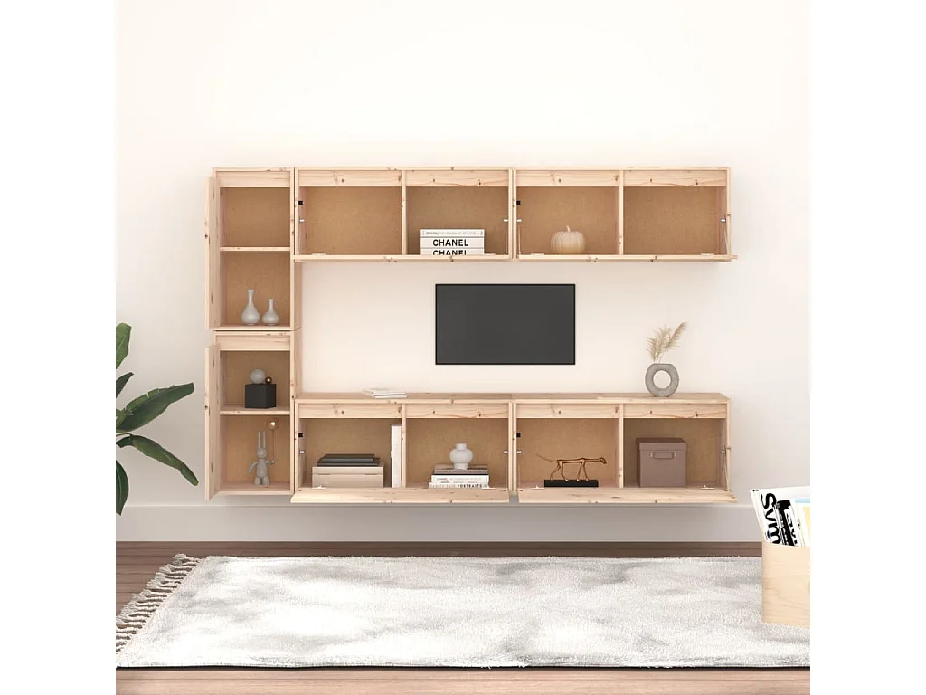 Meubles TV | Bancs TV | Armoires TV 6 pcs Bois massif de pin
