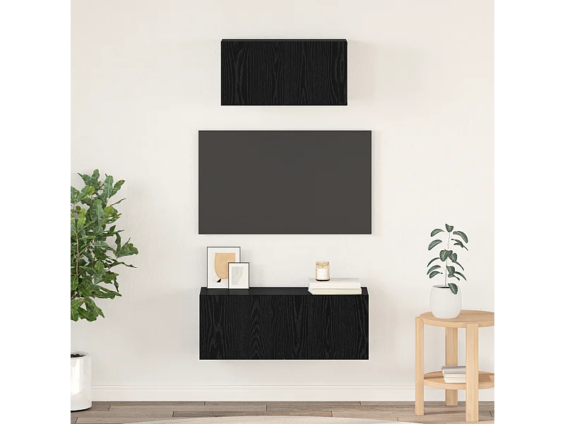 Ensemble meuble TV | Banc TV | Armoire TV 2 pcs Chêne noir 80 x 30 x 30 cm