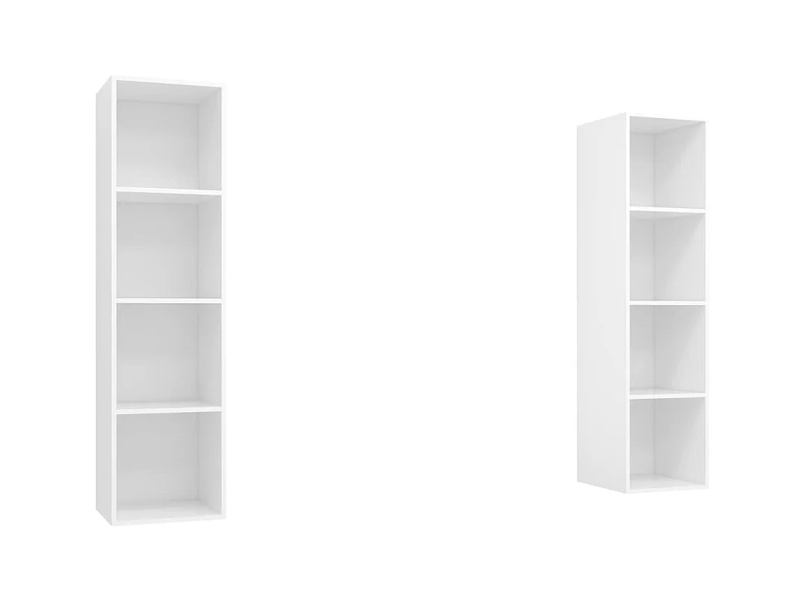 Muebles de salón | Gabinetes de TV |  Muebles de TV de pared 2 piezas madera de ingeniería blanco