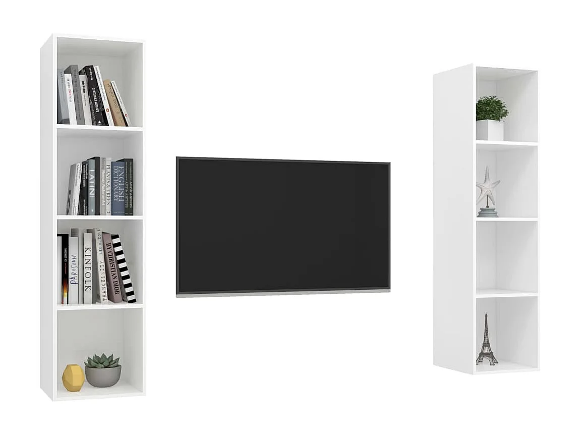 Meubles TV | Bancs TV | Armoires TV muraux 2 pcs Blanc Bois d'ingénierie