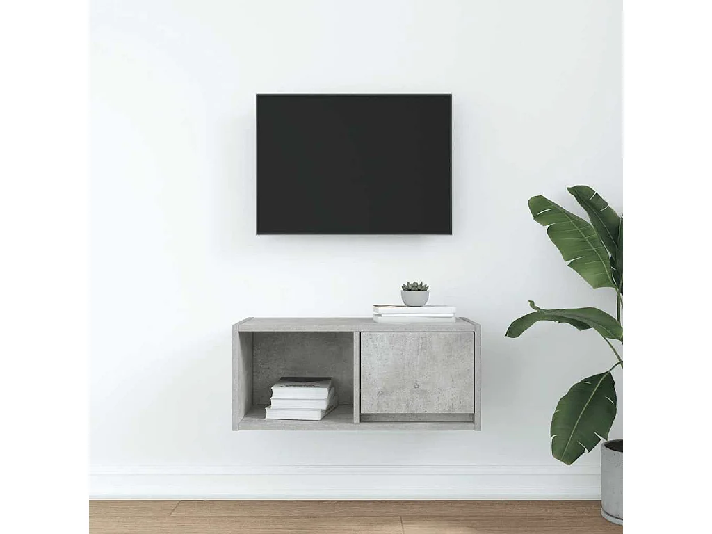 Tv-meubel | Tv-Bank | TV-kast60x31x25,5 cm bewerkt hout betongrijs