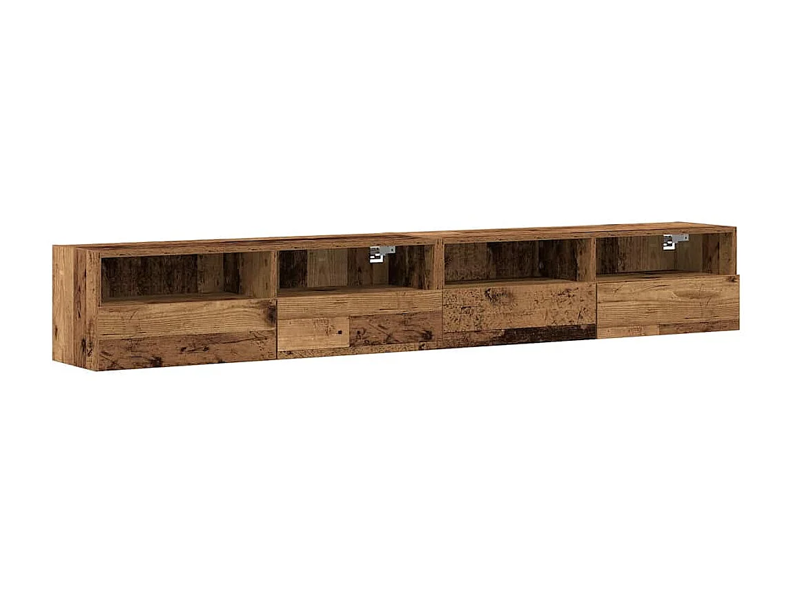 Tv-wandmeubelen | Tv-Banken | TV-kasten 2 st 100x30x30 cm bewerkt hout oud houtkleurig