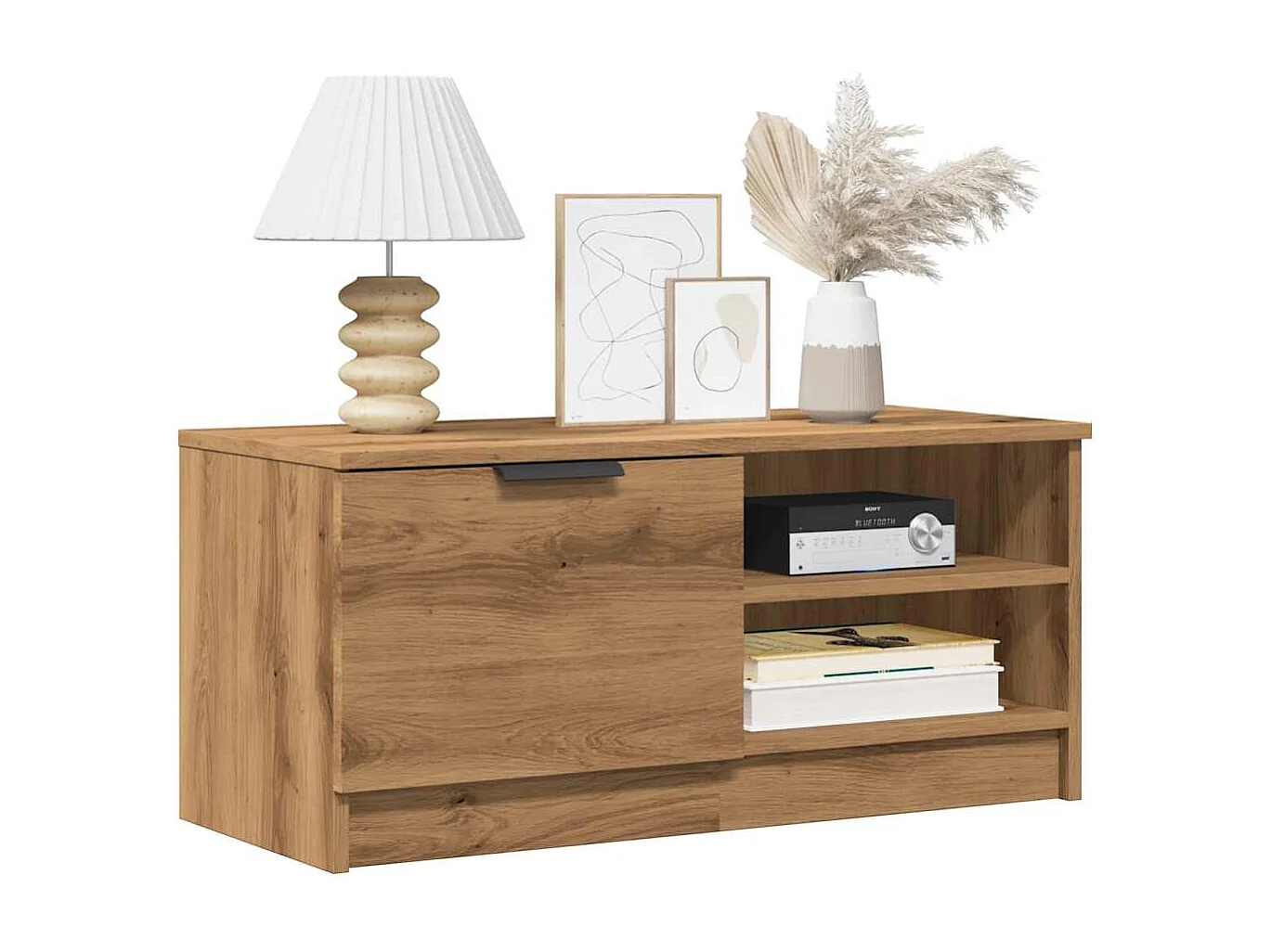 Tv-meubelen | Tv-Banken | TV-kasten 2 st 80x35x36,5 cm bewerkt hout artisanaal eiken