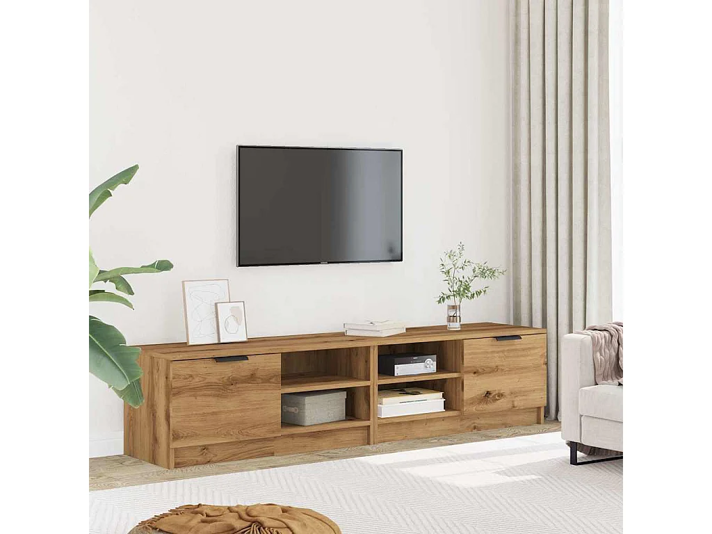 Tv-meubelen | Tv-Banken | TV-kasten 2 st 80x35x36,5 cm bewerkt hout artisanaal eiken