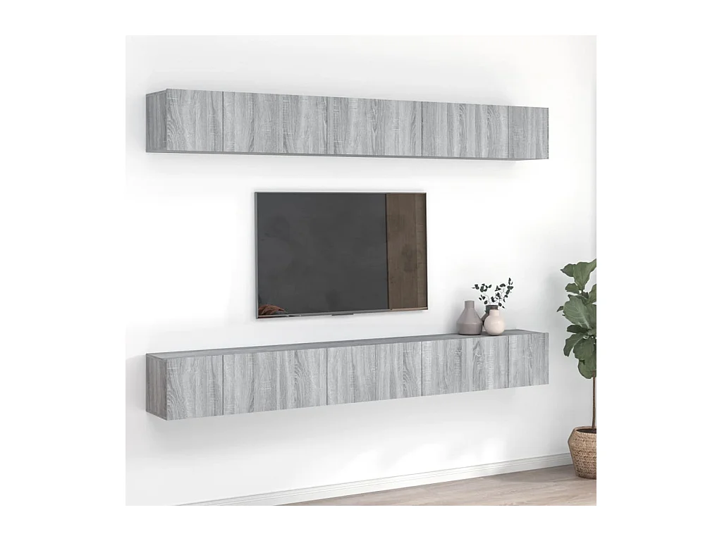 Tv-meubelen | Tv-Banken | TV-kasten 8 st 60x30x30 cm bewerkt hout grijs sonoma eiken