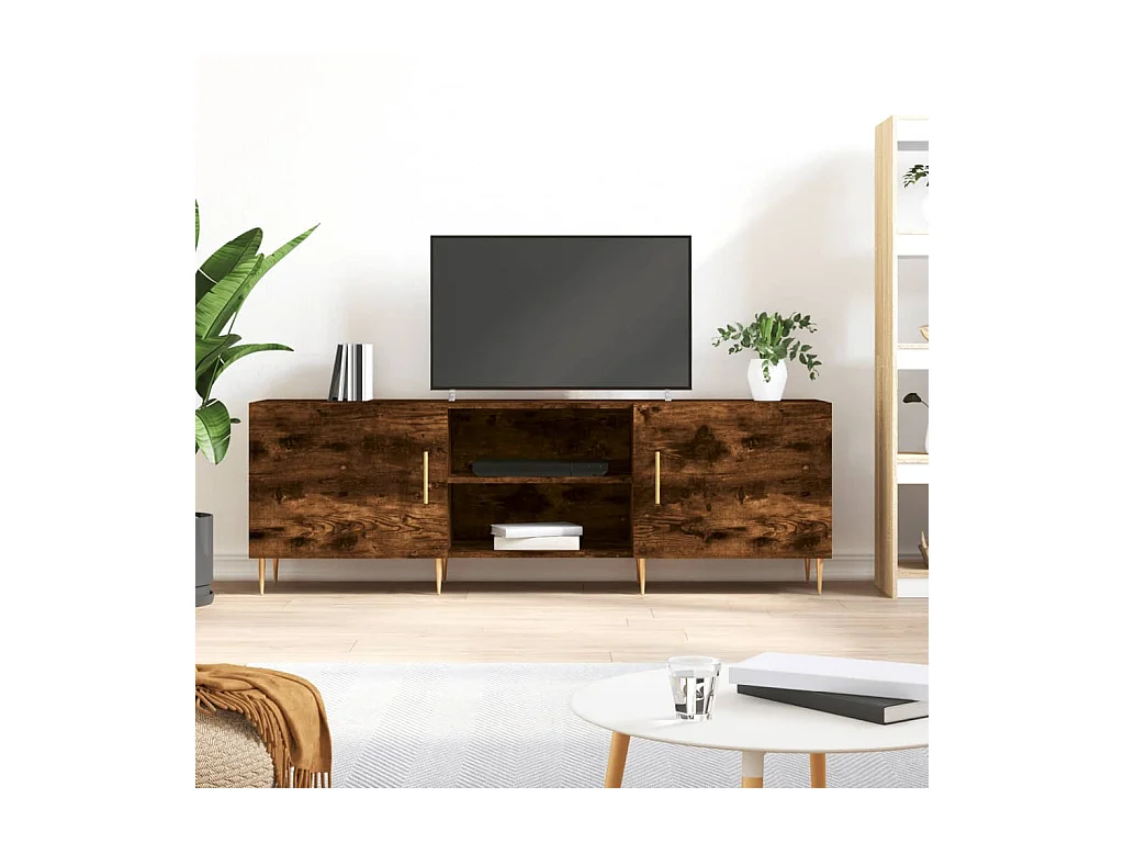 Meuble TV | Banc TV | Armoire TV chêne fumé 150x30x50 cm bois d'ingénierie