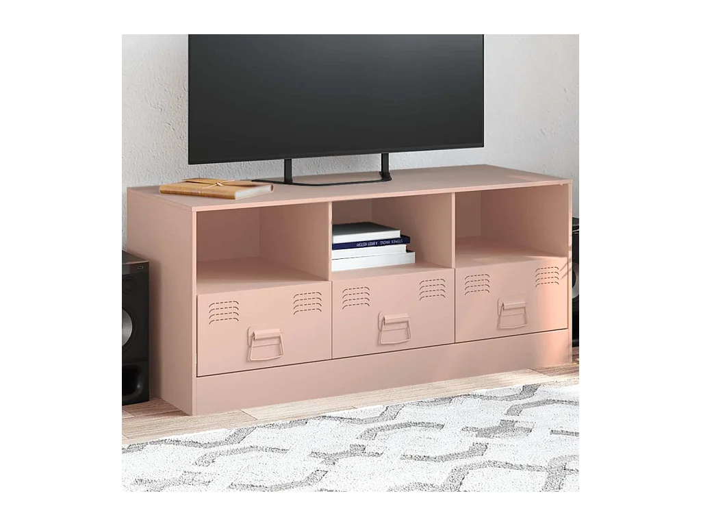 Mueble para TV  | Gabinete de TV |  Mueble de salón de acero rosa 99x39x44 cm