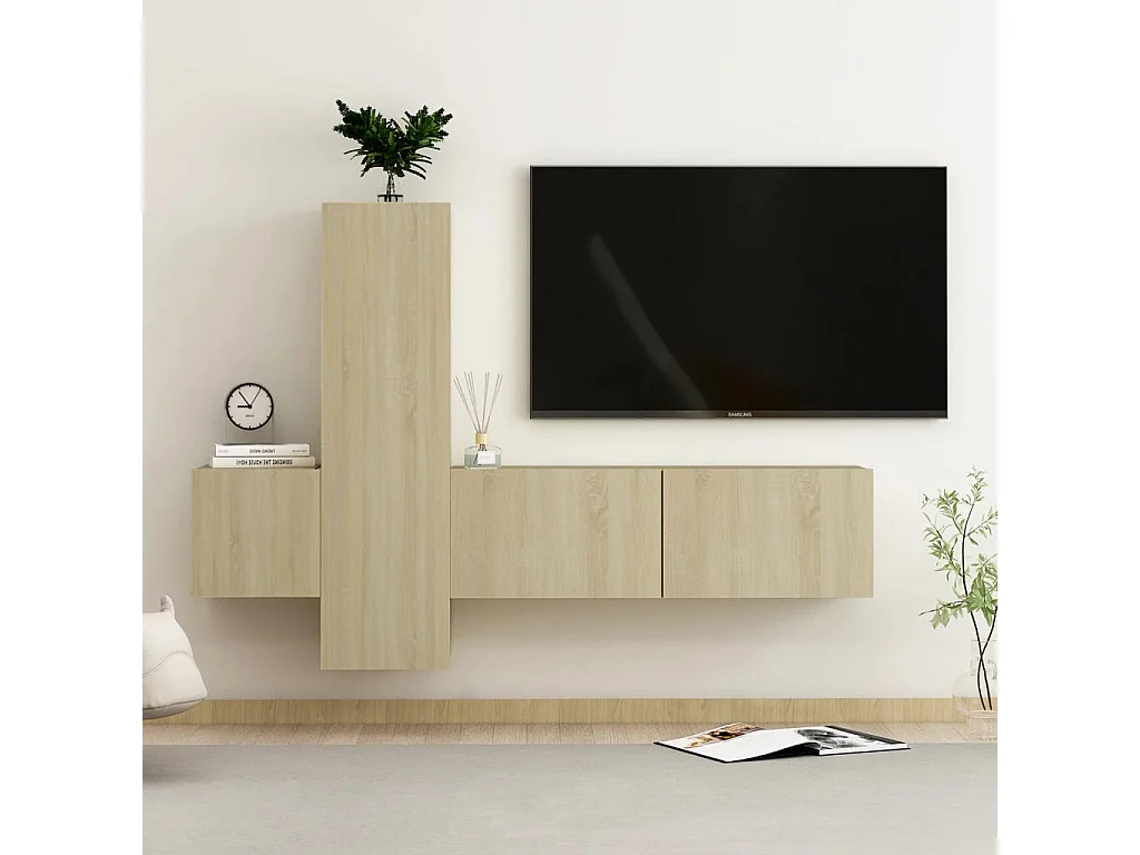 Ensemble de meubles TV | Bancs TV | Armoires TV 3 pcs Chêne sonoma Bois d'ingénierie