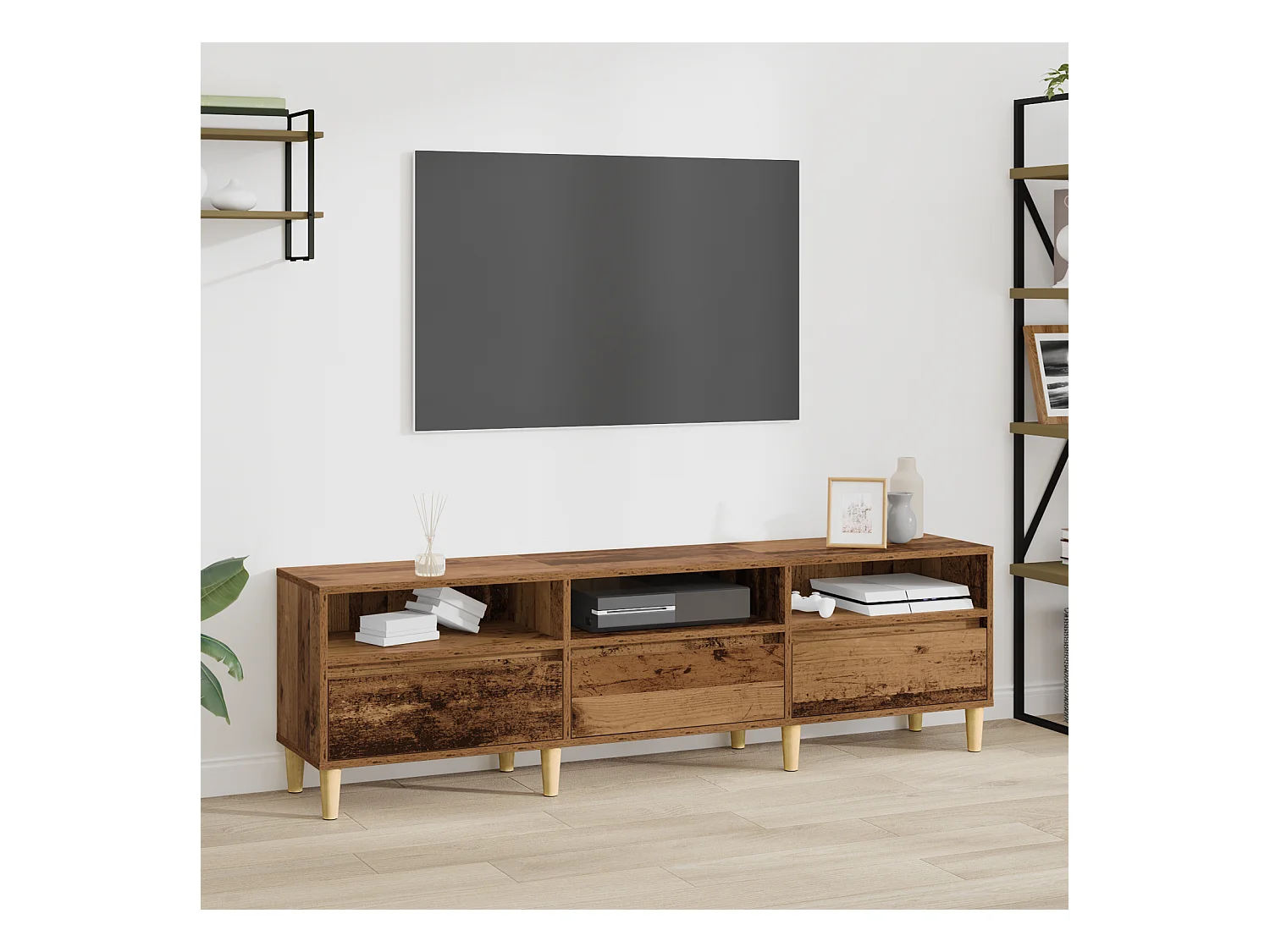 Gabinete de TV | Mueble de TV | Mueble de salón con cajón Madera vieja 150 x 30 x 45 cm