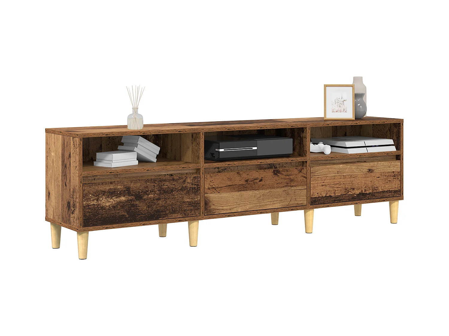 Gabinete de TV | Mueble de TV | Mueble de salón con cajón Madera vieja 150 x 30 x 45 cm