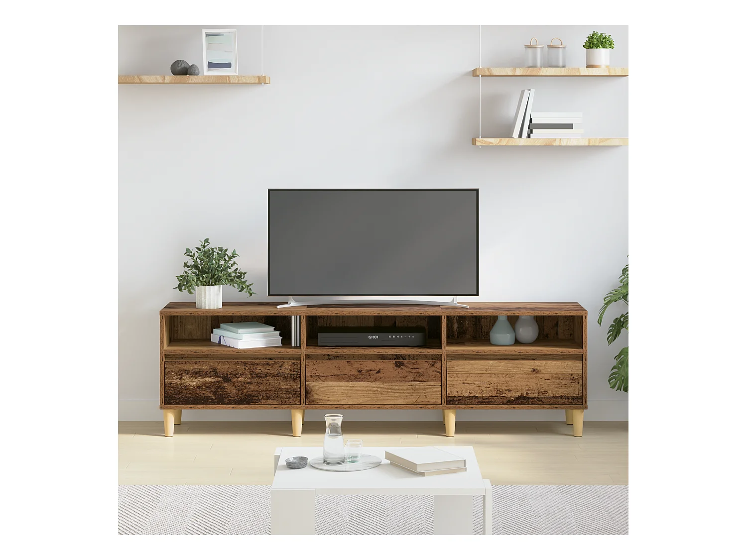 Gabinete de TV | Mueble de TV | Mueble de salón con cajón Madera vieja 150 x 30 x 45 cm