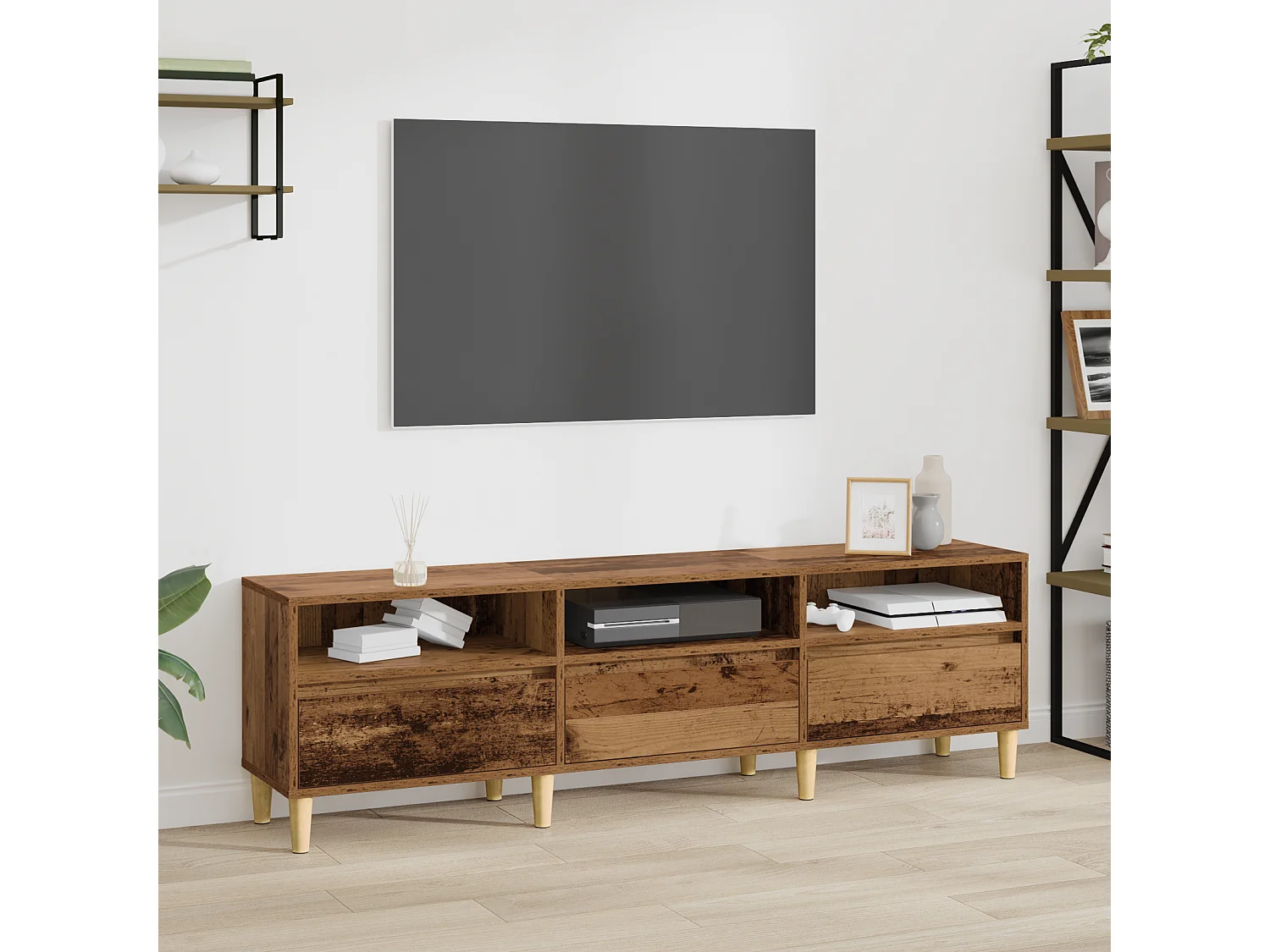 TV-kast | Tv-meubel | Tv-Bank met lade Oud hout 150 x 30 x 44.5 cm Bewerkt hout