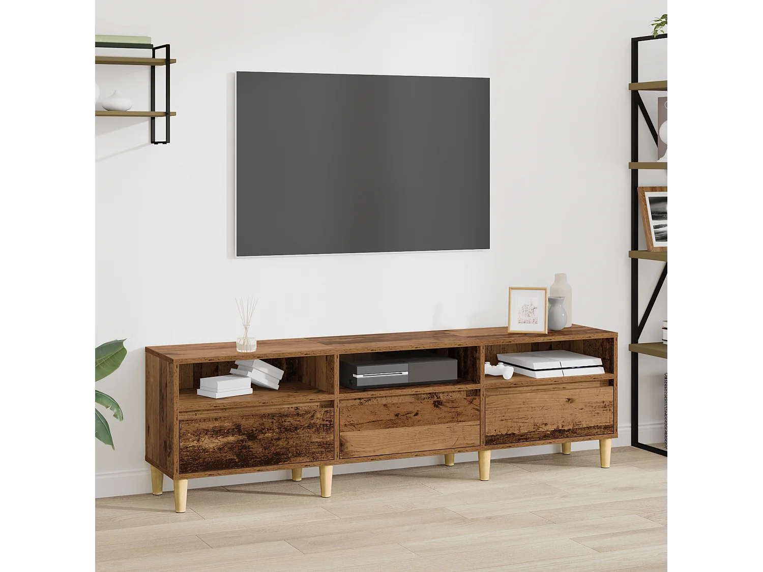 Meuble TV | Banc TV | Armoire TV Vieux bois 150 x 30 x 44.5 cm Bois d'ingénierie