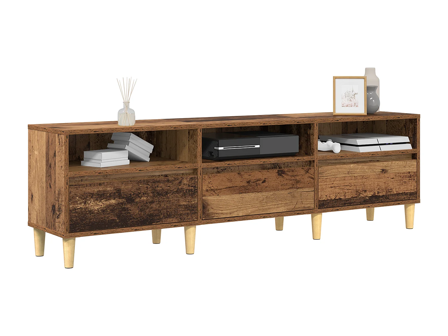 Meuble TV | Banc TV | Armoire TV Vieux bois 150 x 30 x 44.5 cm Bois d'ingénierie