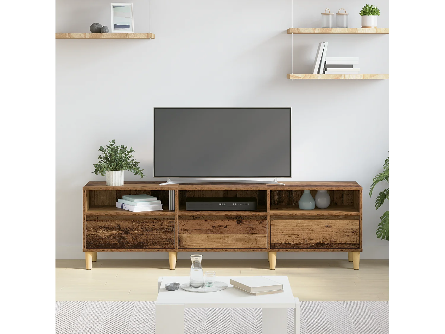 Meuble TV | Banc TV | Armoire TV Vieux bois 150 x 30 x 44.5 cm Bois d'ingénierie