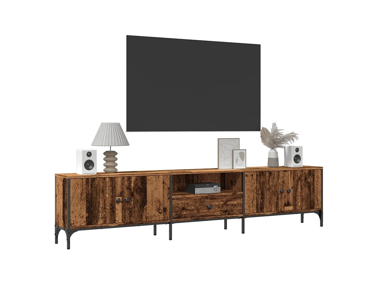 Mueble TV | Gabinete de TV | Mueble de salón con cajón madera ingeniería envejecida 200x25x44 cm