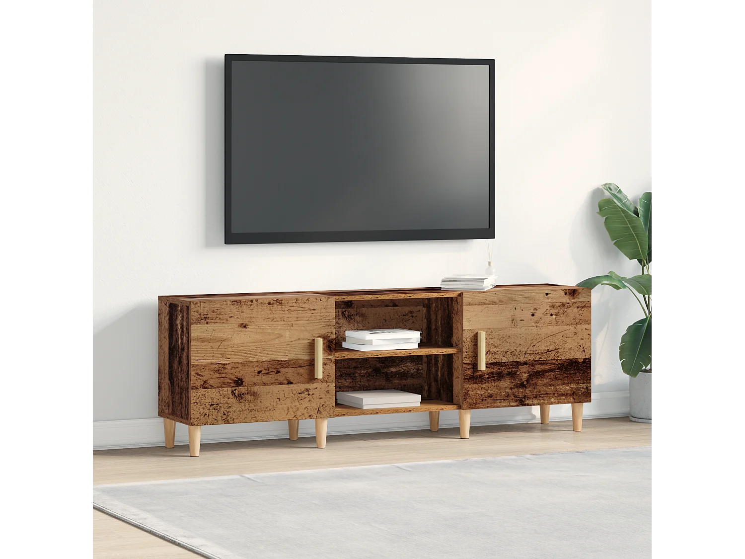 Tv-meubel | Tv-Bank | TV-kast150x30x50 cm bewerkt hout oud houtkleurig