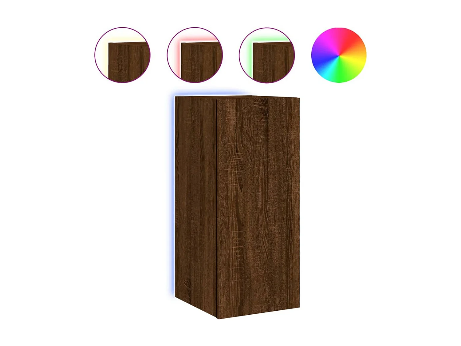 Meuble TV | Banc TV | Armoire TV mural avec lumières LED chêne marron 30,5x35x70 cm