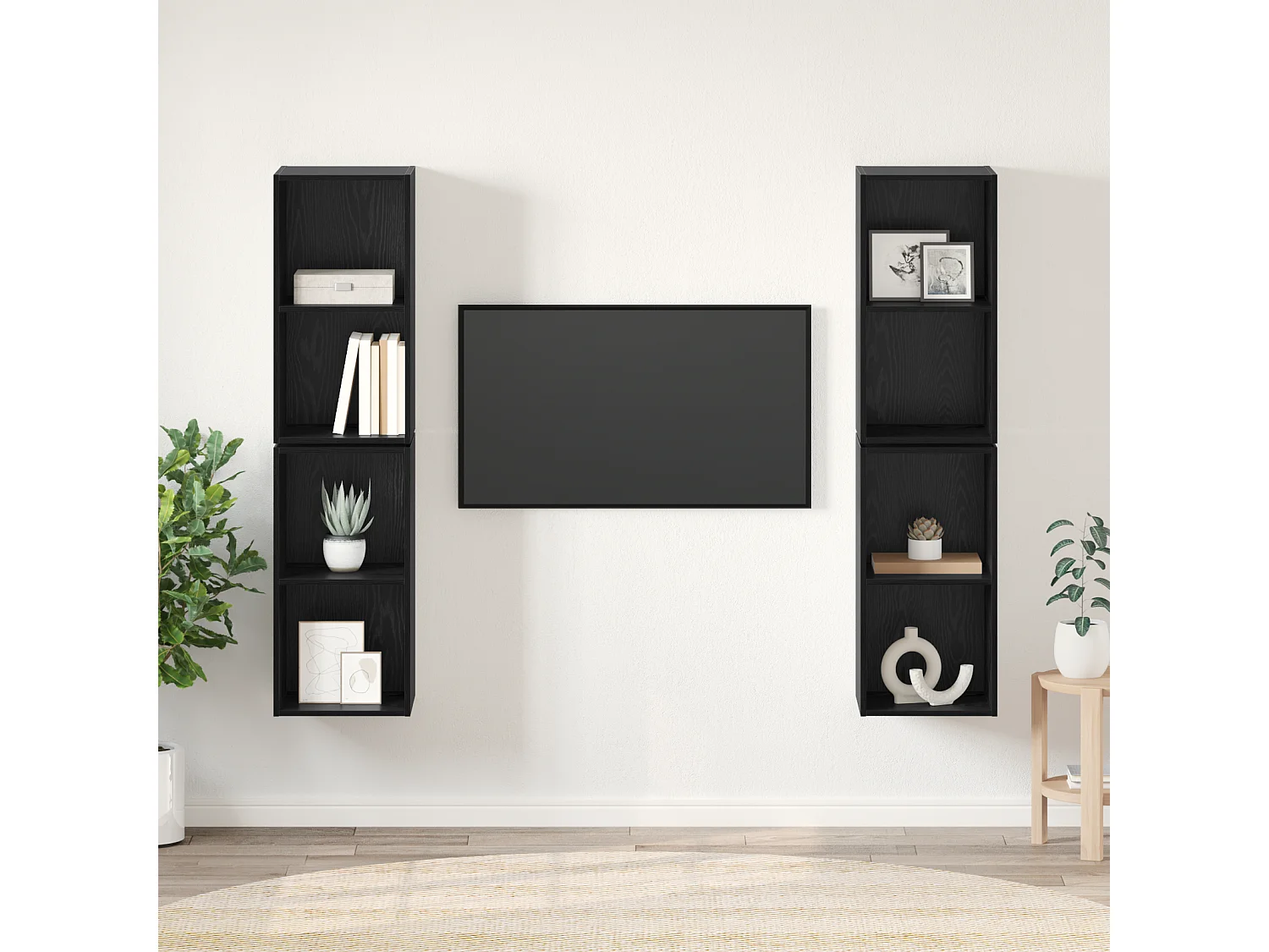 Mueble de TV | Mueble de salón de Pared 4 pcs Roble negro 37 x 37 x 72 cm
