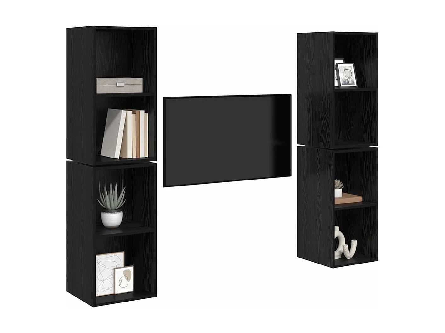 Mueble de TV | Mueble de salón de Pared 4 pcs Roble negro 37 x 37 x 72 cm