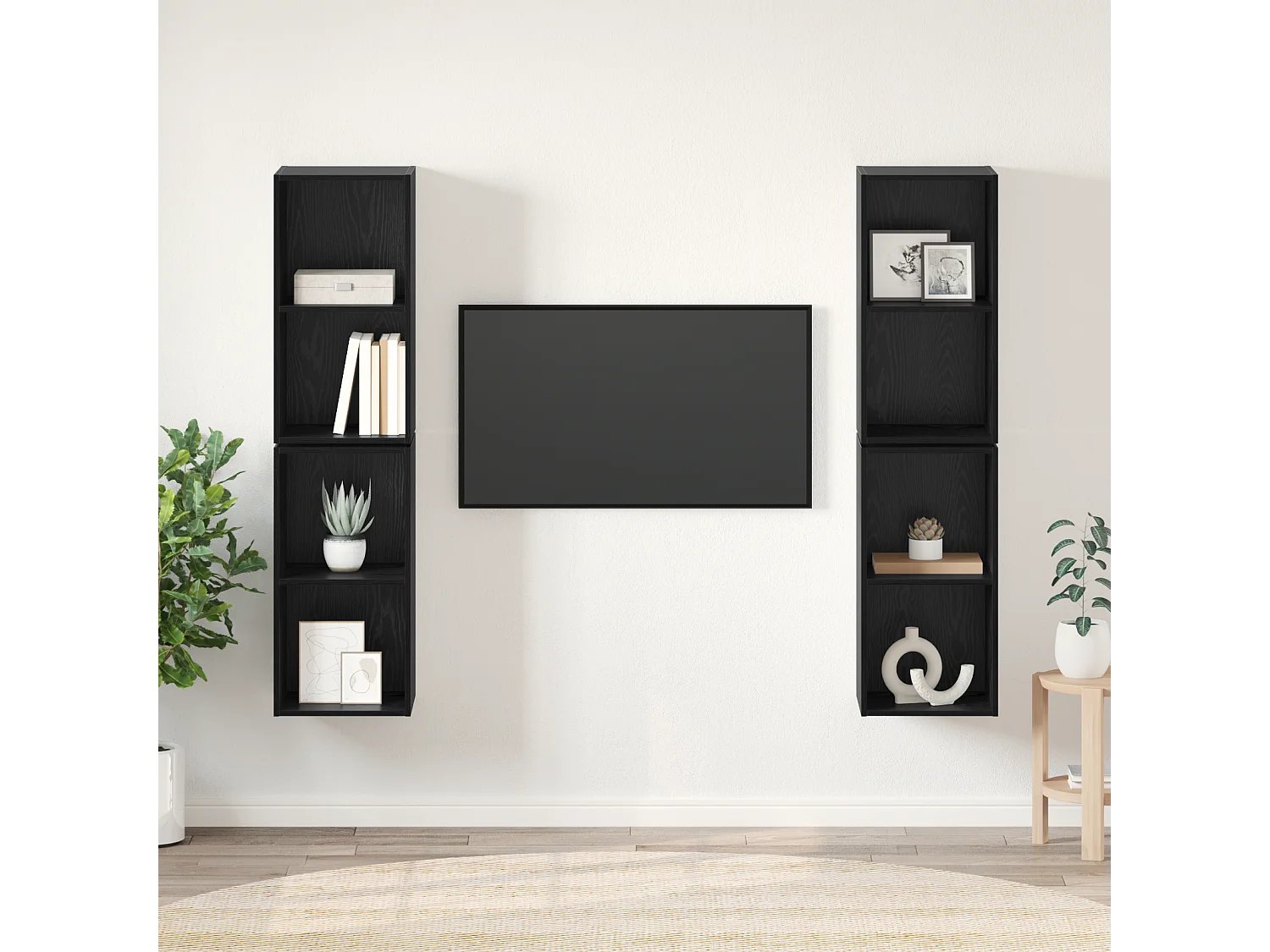 Mueble de TV | Mueble de salón de Pared 4 pcs Roble negro 37 x 37 x 72 cm