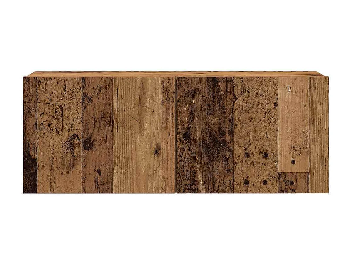 7-delig Tv-meubelset | Tv-Bank | TV-kast wandmontage bewerkt hout oud houtkleurig