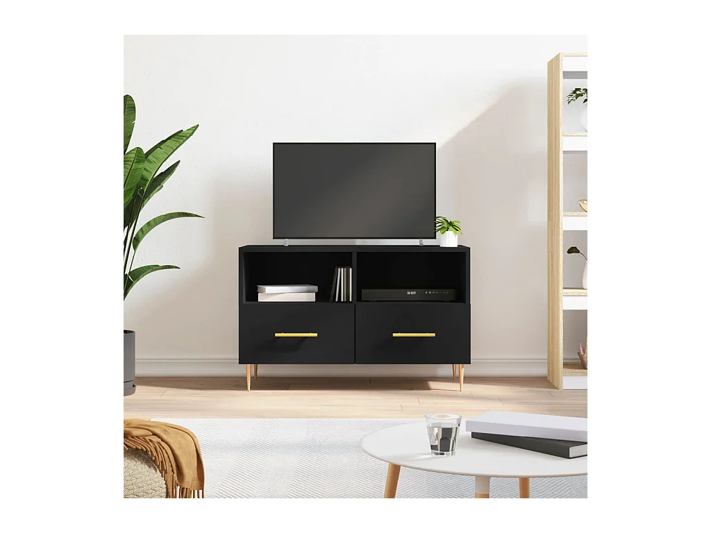 Mueble para TV  | Gabinete de TV |  Mueble de salón madera contrachapada negro 80x36x50 cm