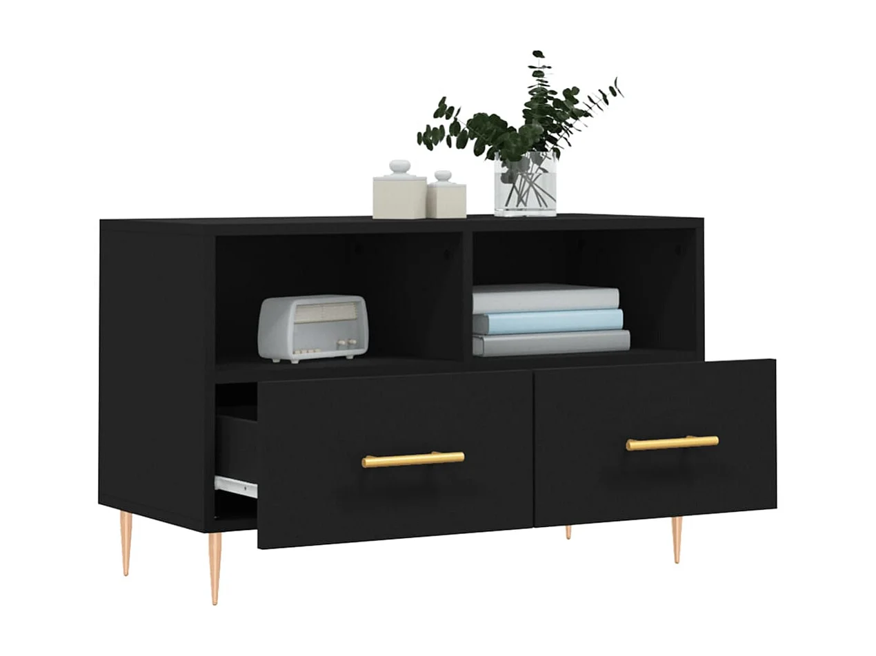 Mueble para TV  | Gabinete de TV |  Mueble de salón madera contrachapada negro 80x36x50 cm