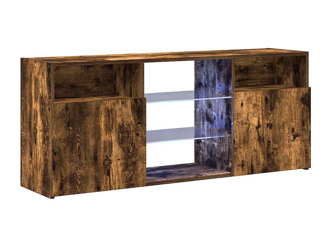 Mueble de TV | Mueble de salón con luces LED roble ahumado 120x30x50 cm