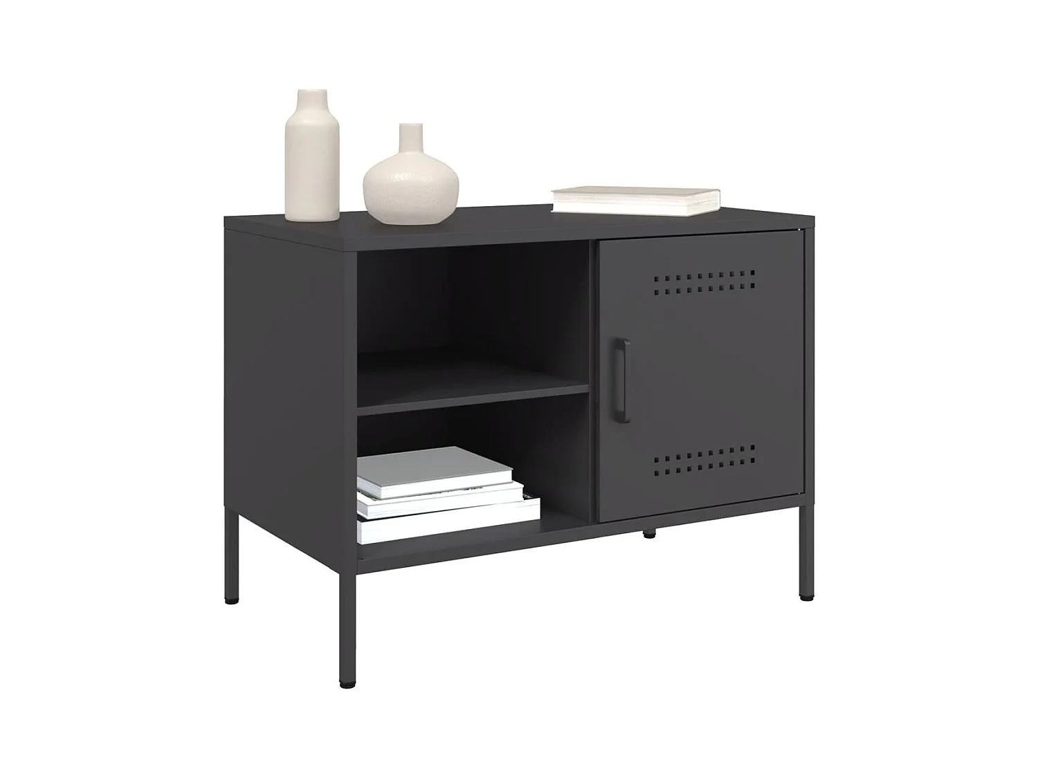 Muebles de TV | Gabinetes de TV |  Muebles de salón 2 piezas acero negro 68x39x50,5 cm