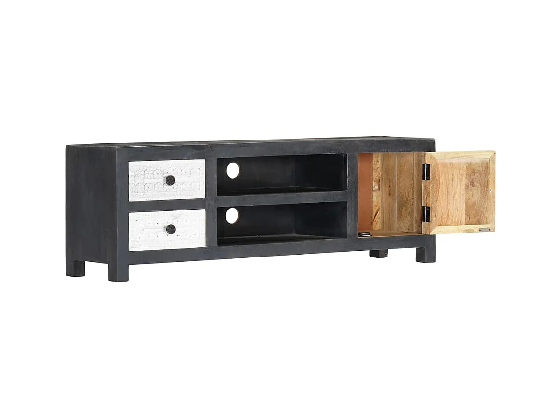 Mueble para TV  | Gabinete de TV |  Mueble de salón tallado a mano mango gris blanco 120x30x40 cm